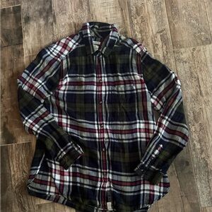 American Eagle Outfitters Navy and Green Plaid Shirt